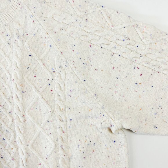 Chunky SOFT Cable Knit Sweater XL Rainbow Donegal Fall Winter COZY Cottage Cabin - Picture 6 of 12